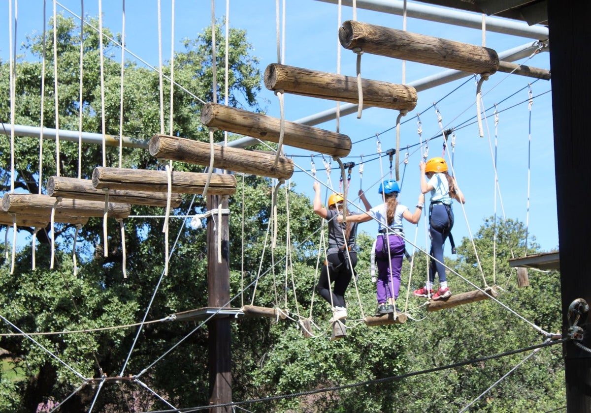 Una familia participando en las actividades