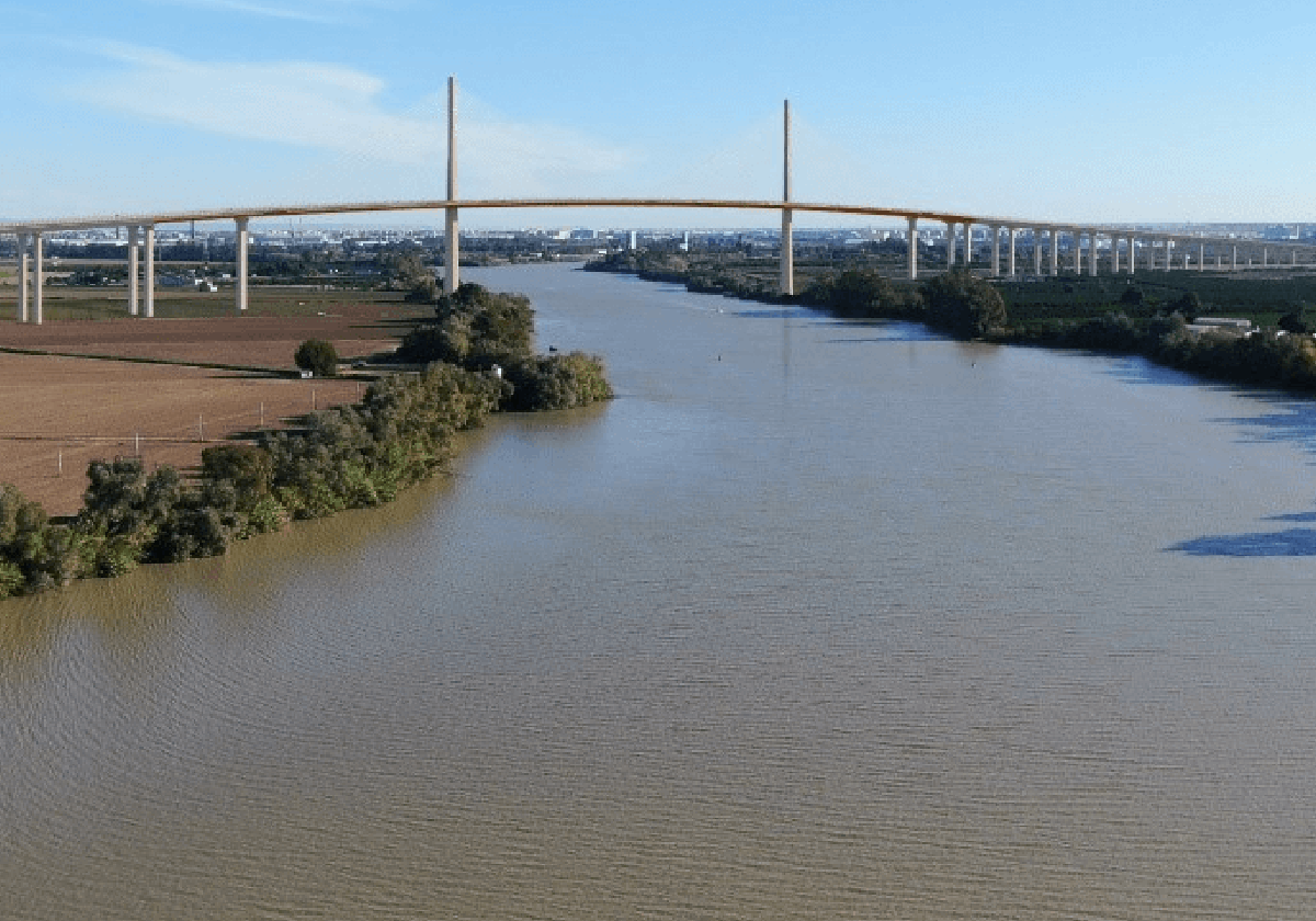 Recreación del futuro puente de la SE-40 que ofreció el Ministerio de Transportes