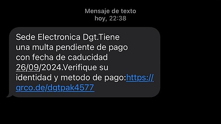 Mensaje que envían los estafadores