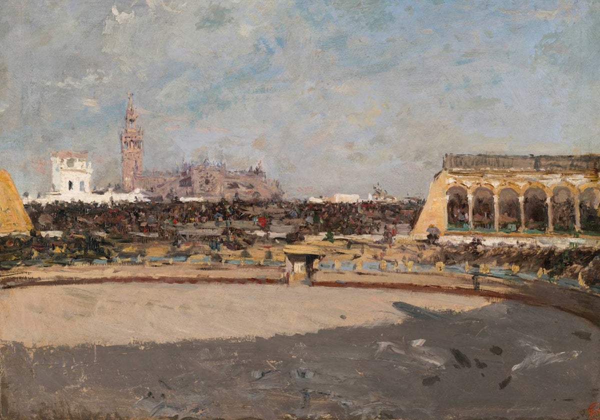 'Plaza de toros de Sevilla', de Mariano Fortuny, obra que se verá en primicia en la exposición del Museo de Bellas Artes de Sevilla