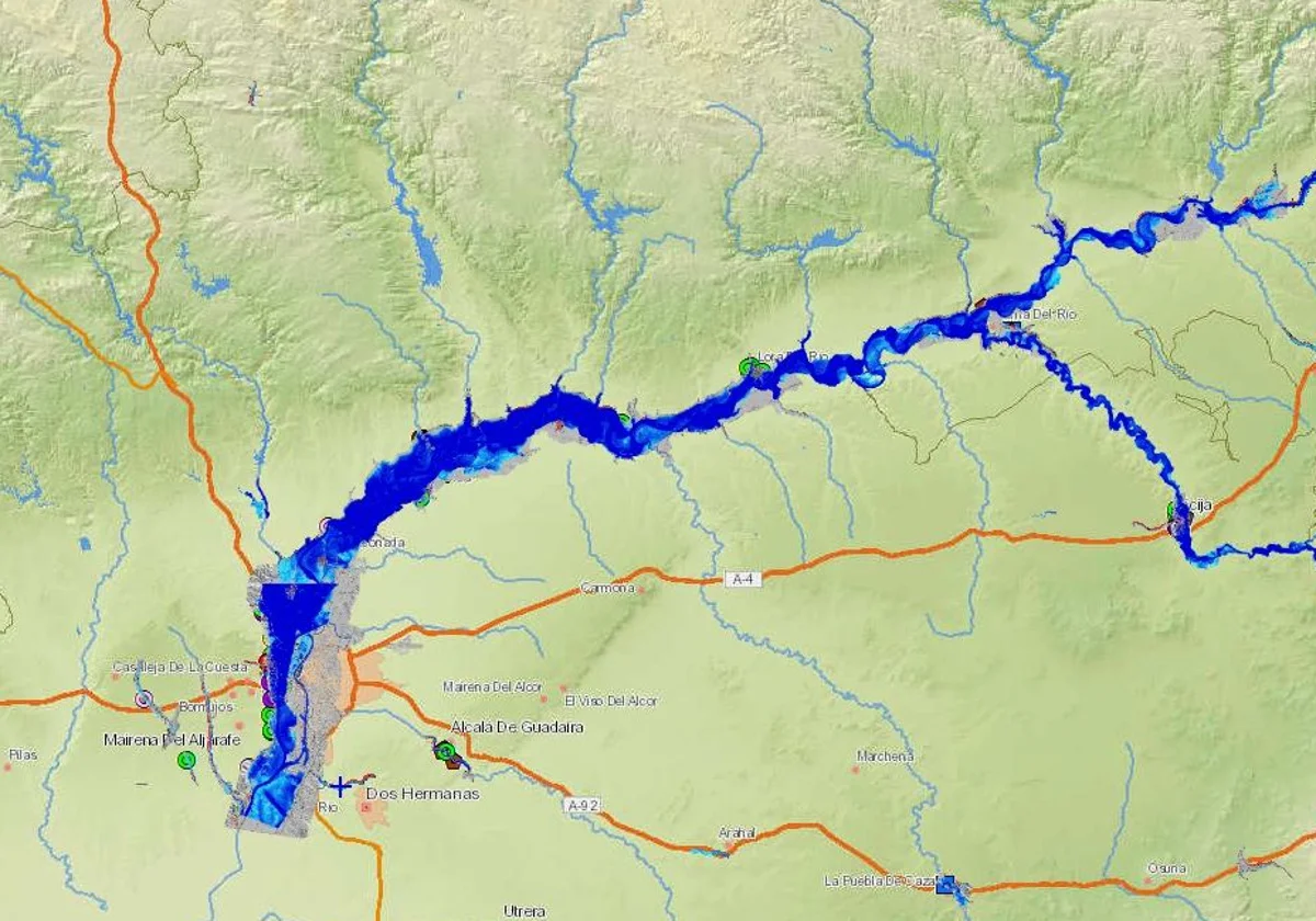 Una imagen de las zonas inundables que puede obtenerse en la web del Sistema Nacional de Cartografía de Zonas Inundables