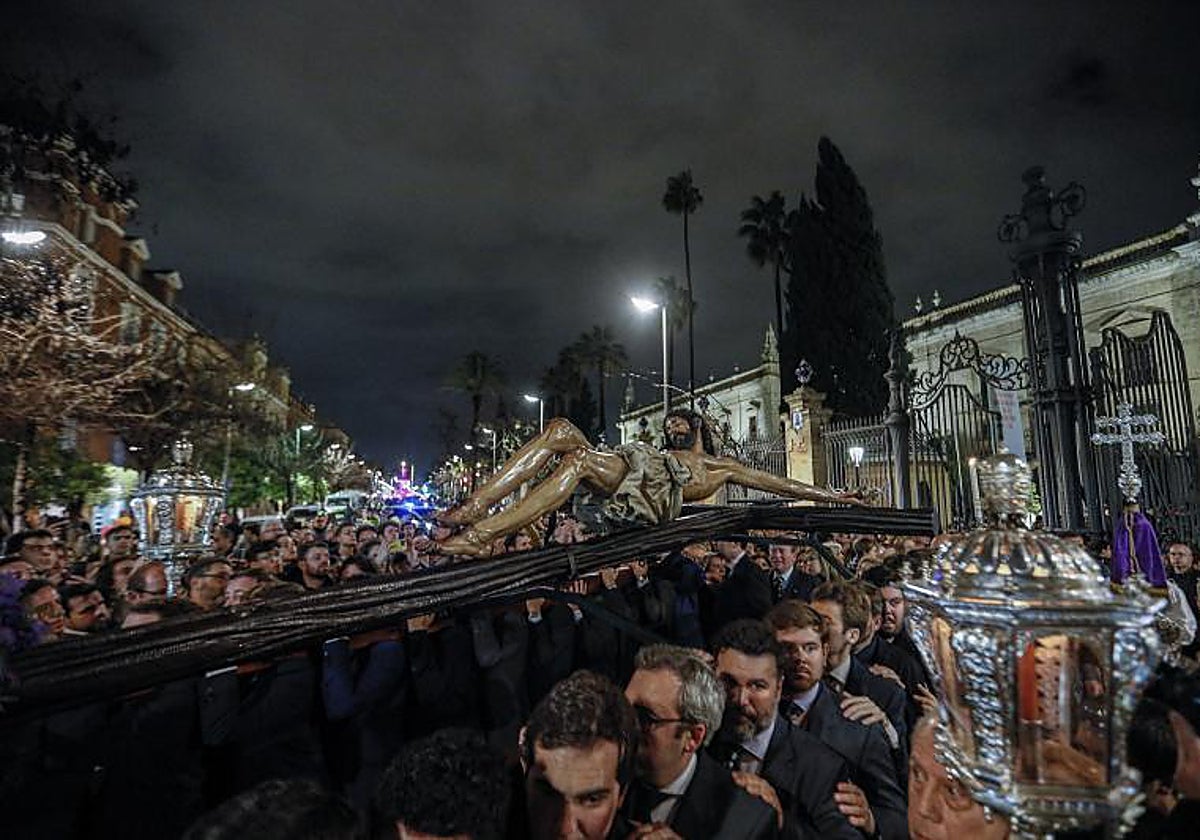 El Cristo de la Buena Muerte, en el traslado del pasado mes de febrero a la Catedral para el quinario