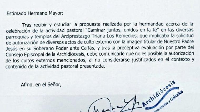 La Archidiócesis de Sevilla deniega a San Gonzalo salir de forma extraordinaria en febrero de 2025