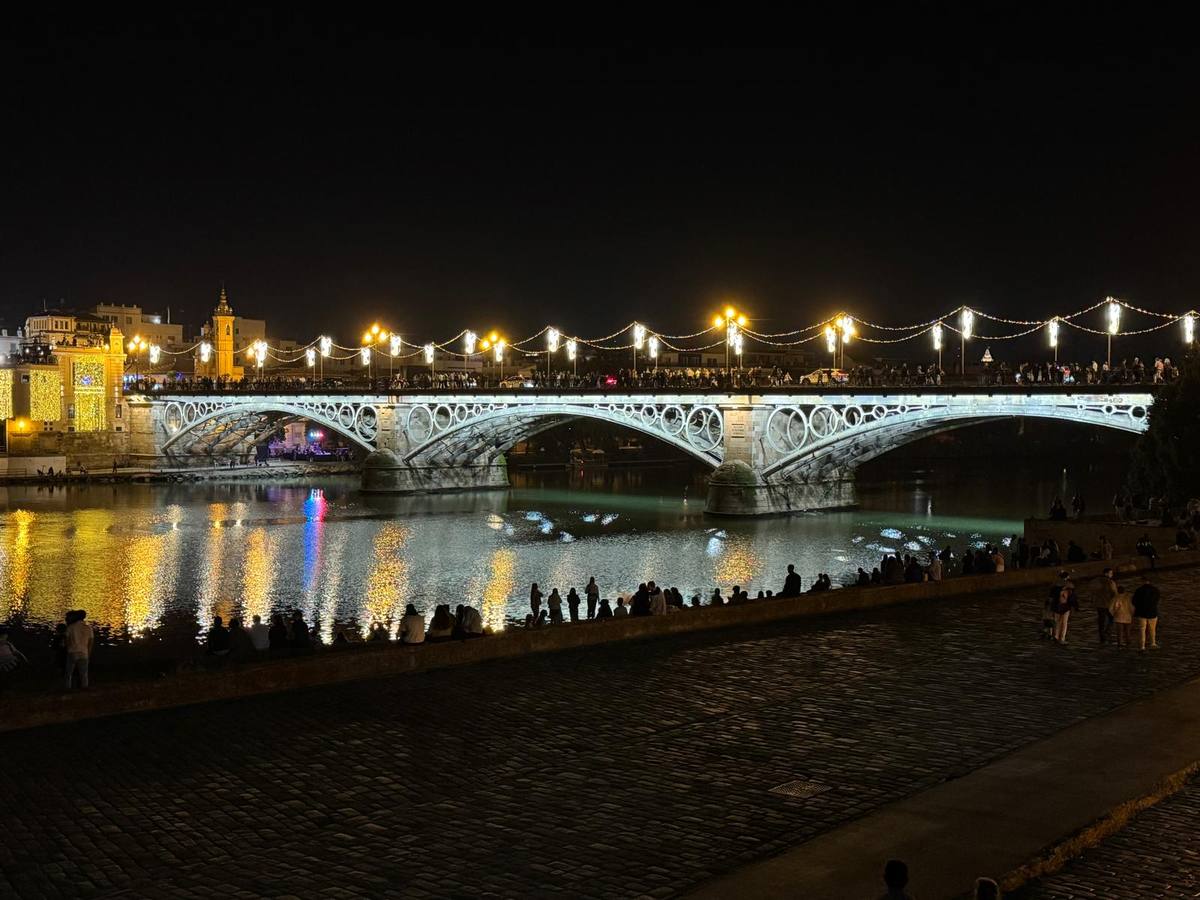 Las luces de Navidad llegaron a las calles de Sevilla y el espectaculo congregó a numeroso público