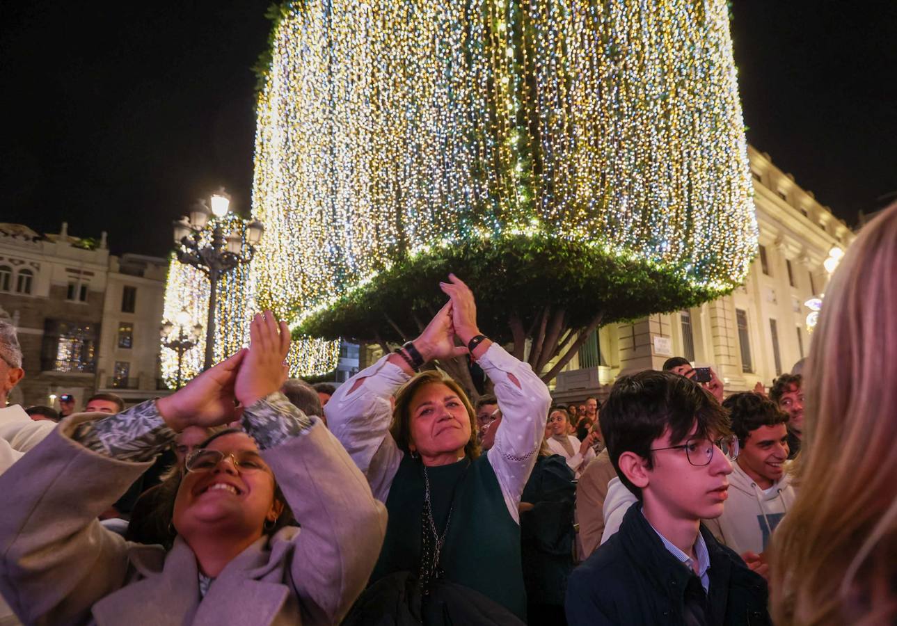 Las luces de Navidad llegaron a las calles de Sevilla y el espectaculo congregó a numeroso público