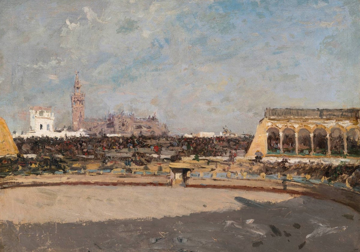 'Plaza de toros de Sevilla' (1870), cuadro de Fortuny que se presenta mañana en primicia en el Bellas Artes