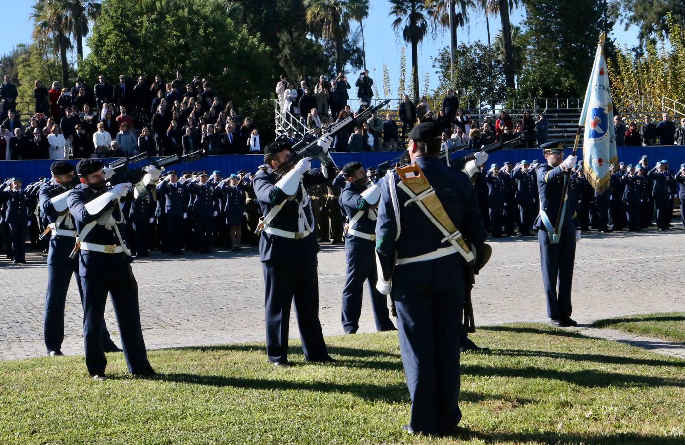 Un momento del acto militar celebrado este martes en el Acuartelamiento Aéreo de Tablada