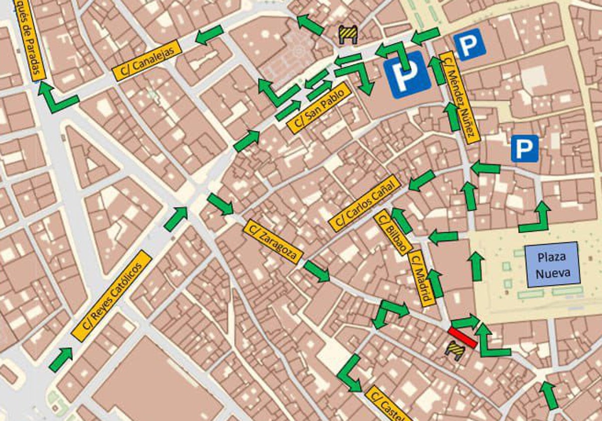 Mapa del tráfico en el centro entre el 20 de diciembre y el 7 de enero