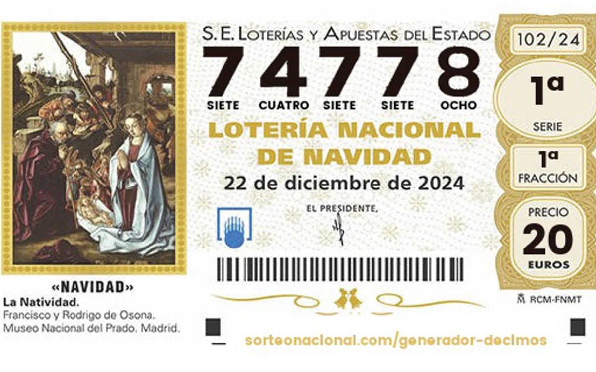 El quinto premio de la Lotería de Navidad 2024 deja 204.000 euros en Sevilla, con el número 74778