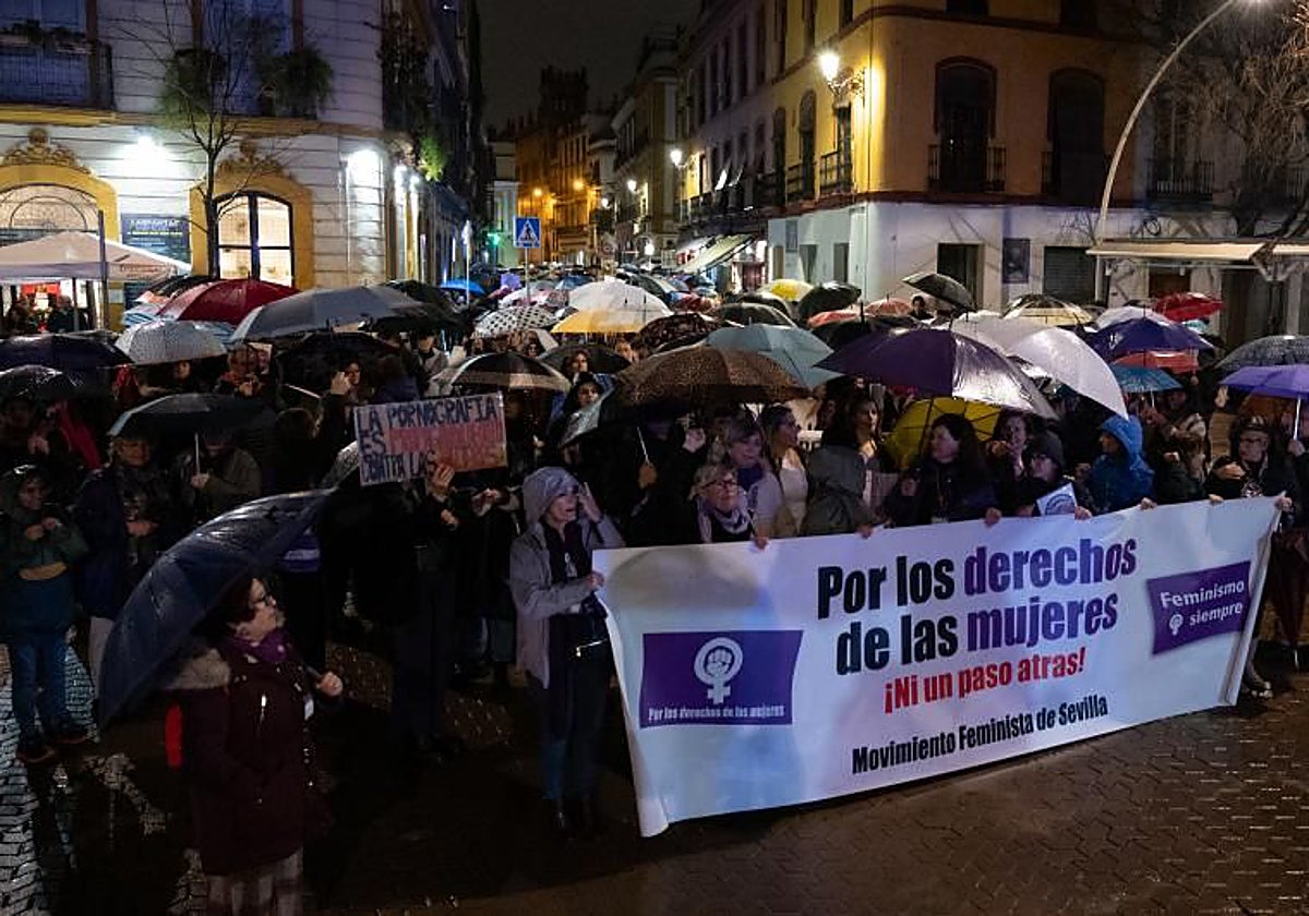 Manifestación feminista en la Alameda de Hércules el pasado año