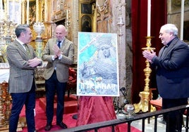 La Esperanza de Triana y el Cachorro, protagonistas del cartel de la Semana Santa de Triana 2025, obra de José Cabrera