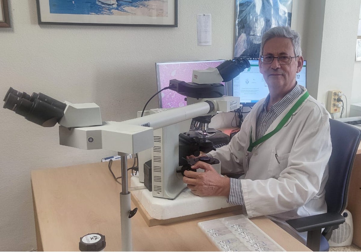El patólogo Juan José Borrero en su laboratorio del hospital Virgen del Rocío de Sevilla