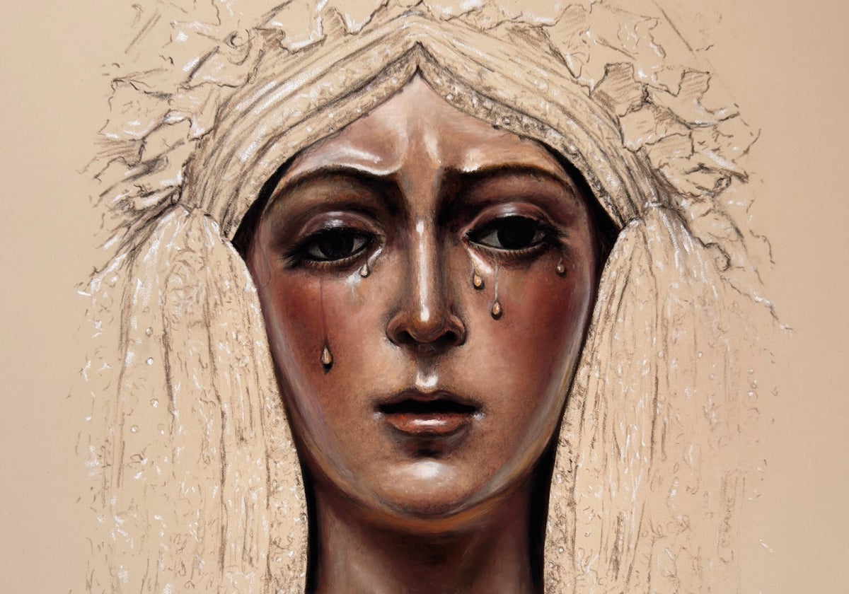 Pintura de Victoria López que ilustra la portada del PDF descargable del Programa de la Semana Santa de Sevilla 2025 de ABC de Sevilla