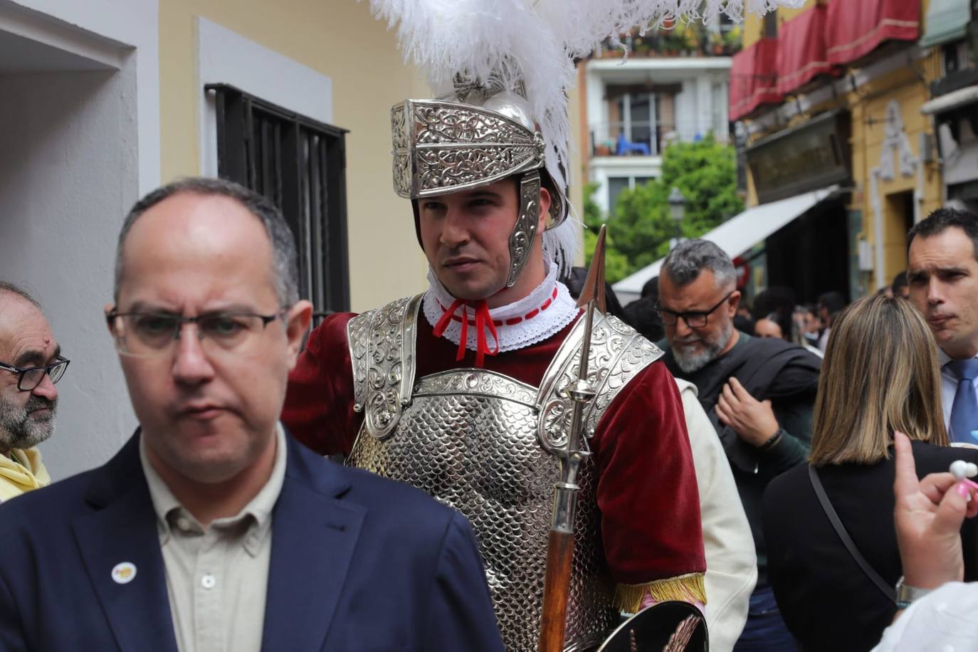 Momentos previos de la salida de la Hermandad de la Exaltación este Jueves Santo