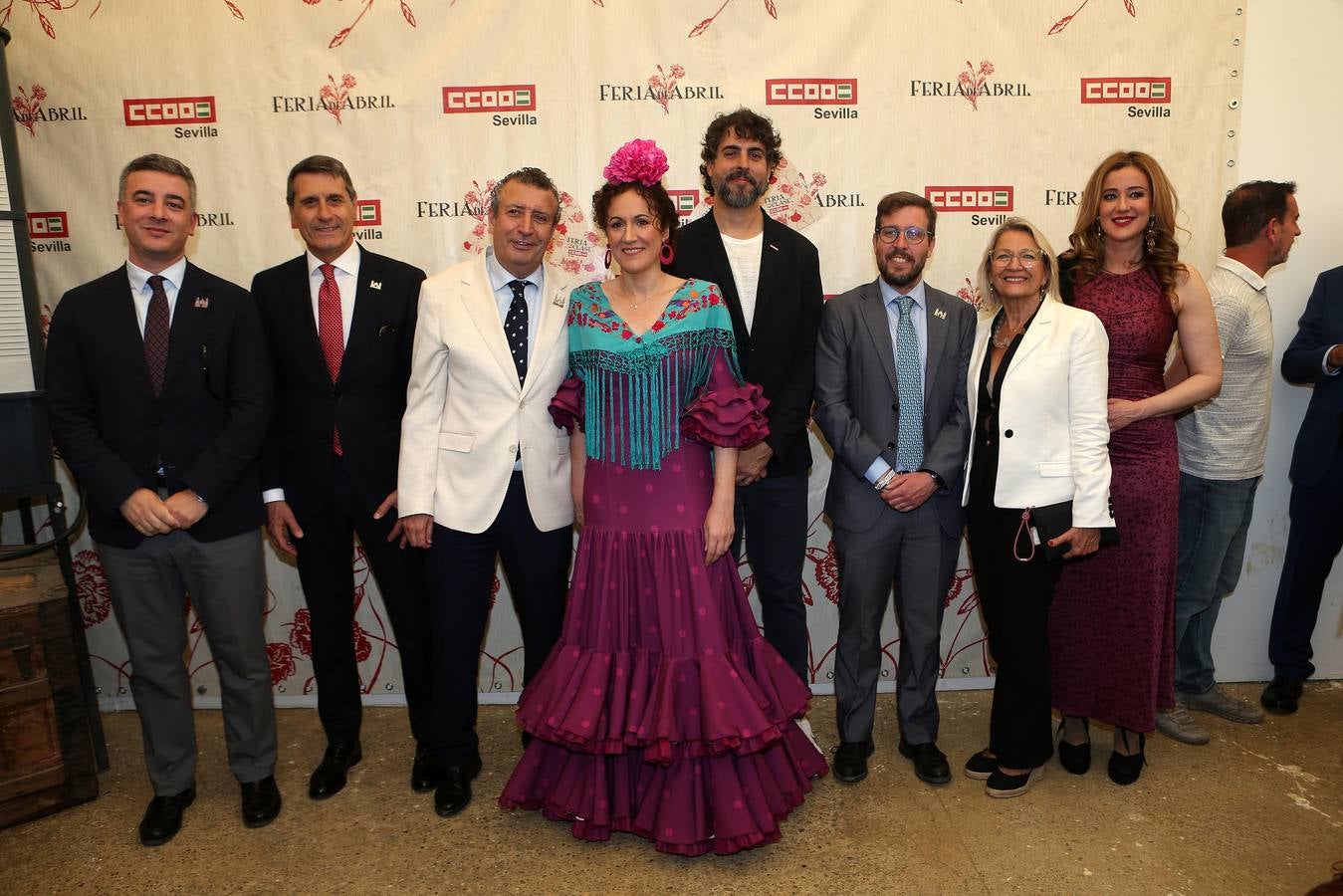 Rodrigo Rodríguez Hans, Pedro Fernández, Javier Fernández, Nuria López, Carlos Aristu, Francisco Toscano, Carmen Tovar, Raquel Vega, en la recepción de CC.OO.