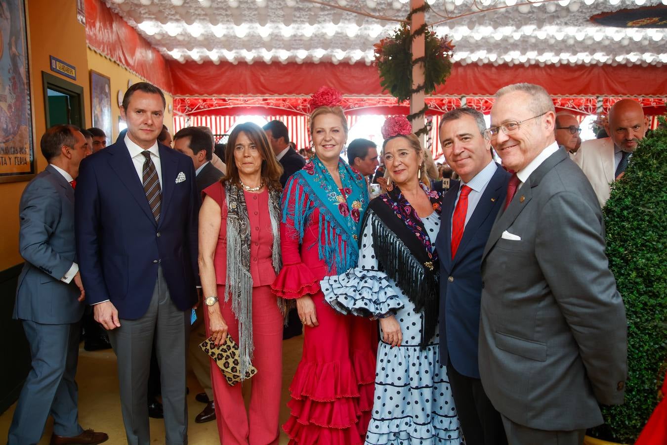 Recepción de la peña El Tranvía. Emilio Juárez, Candi de la Banda, Pamela Hoyos, Carmen Fages, Benito Mateos Nevado y Andrés Martín Garrido