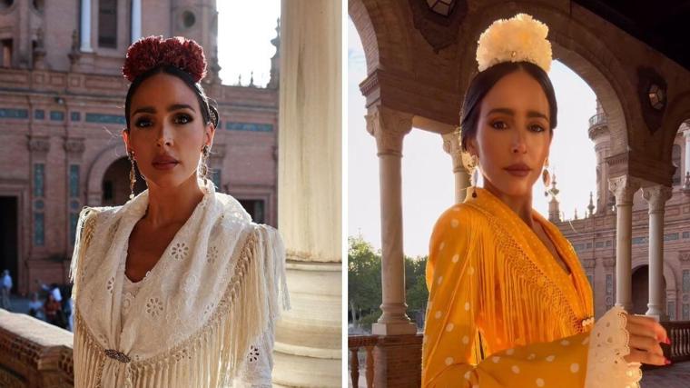 La influencer Rocío Sorno vestida de flamenca en Plaza España
