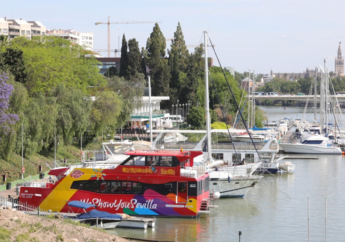 El catamarán de Citysightseeing, atracado en el puerto deportivo del Club Náutico