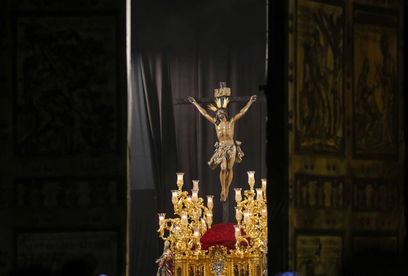 El Cristo de la Expiración del Cachorro en la carpa ubicada en Piazza Celimontana