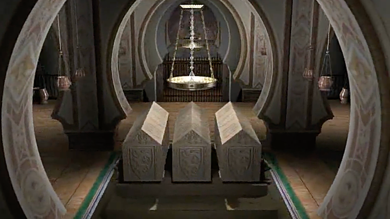 Recreación de la primitiva Capilla Real en la Mezquita Catedral de Sevilla con las tumbas de Fernando III, Beatriz de Suabia y Alfonso X (Antonio Almagro - La Mezquita Almohade de Sevilla y su conversión en Catedral, 2009)