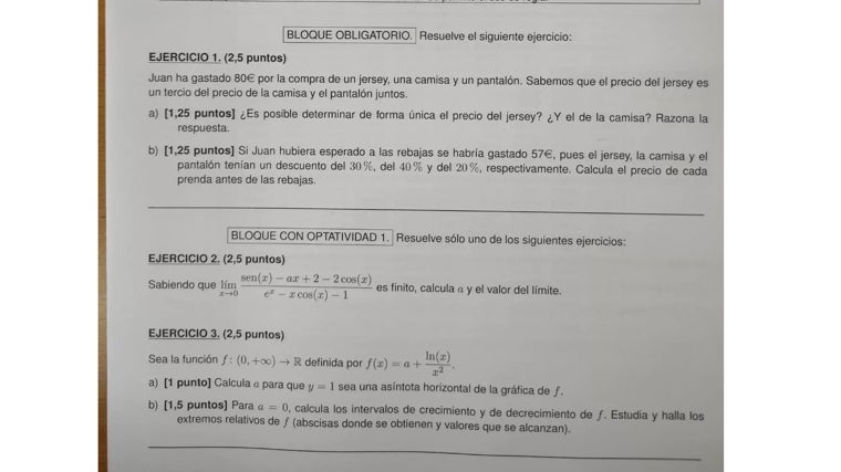 Así ha sido el examen de Matemáticas II en la Selectividad 2025 en Andalucía