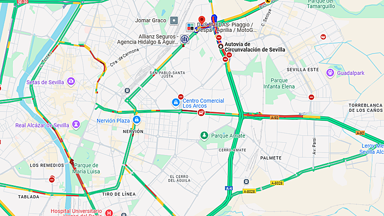 Cortes de tráfico y retenciones en tiempo real en Google Maps