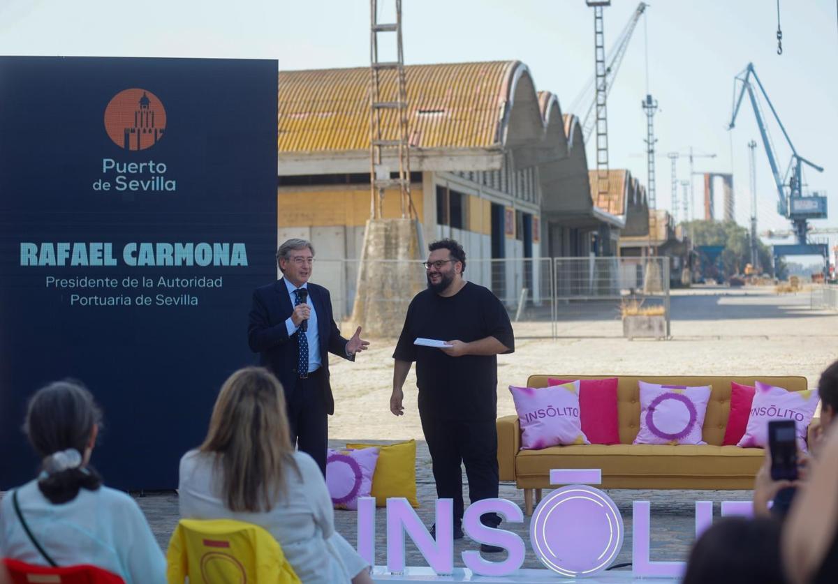 Rafael Carmona, presidente de la Autoridad Portuaria, esta semana en la presentación de un evento musical que se celerbrará en el puerto