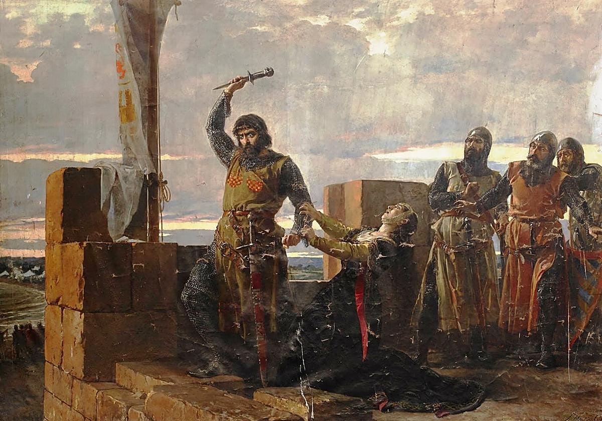 Guzmán el Bueno lanza la daga con la que matarían a su hijo desde el castillo de Tarifa.