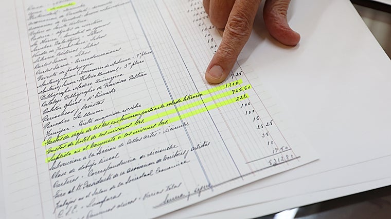 En la imagen, hoja con los gastos que realizó el Ateneo de Sevilla en las veladas literarias del 16 y 17 de diciembre de 1927