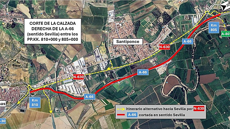 Estos son los cortes de tráfico en la A-66 sentido Sevilla que empiezan este lunes