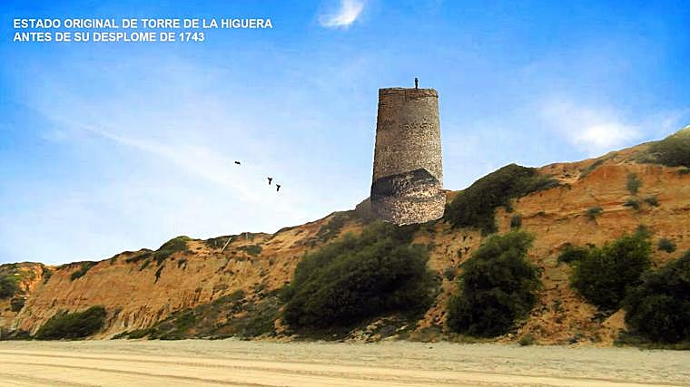 Estado original de la Torre de la Higuera antes de su desplome en el siglo XVIII