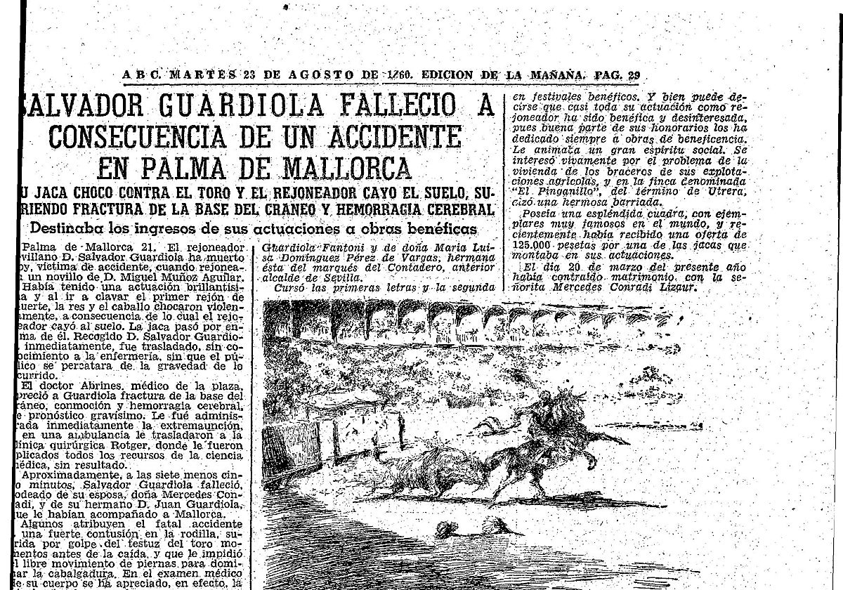 Página de ABC con la muerte de Salvador Guardiola Domínguez