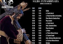 Horarios e itinerario de la procesión extraordinaria del Señor del Divino Perdón