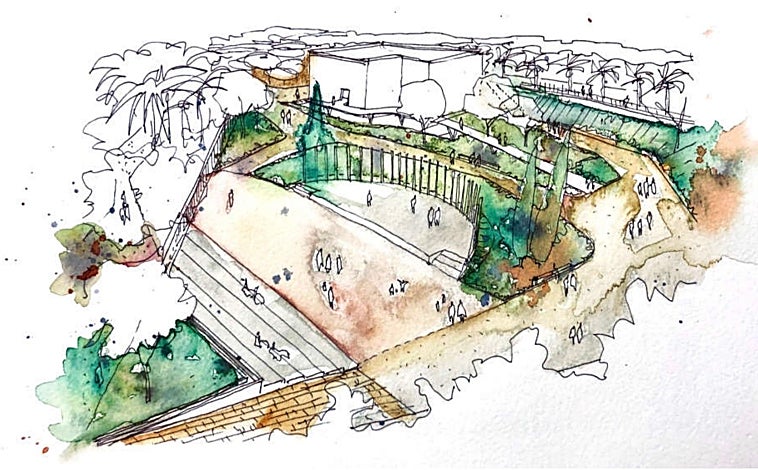 Imagen principal - Se cotempla la creación de unos jardines que emulen a los originales del año 29, con un 'bosque de cítricos', y con farolas similares a las que hay en San Telmo