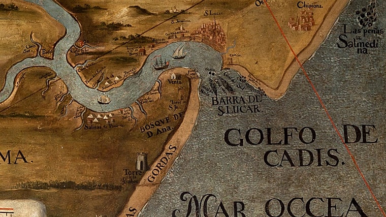 Dibujo de Sanlúcar de Barrameda en 1567, por Anton Van Wijngaerde -natural de Amberes- realizado por petición del Duque de Medina Sidonia.