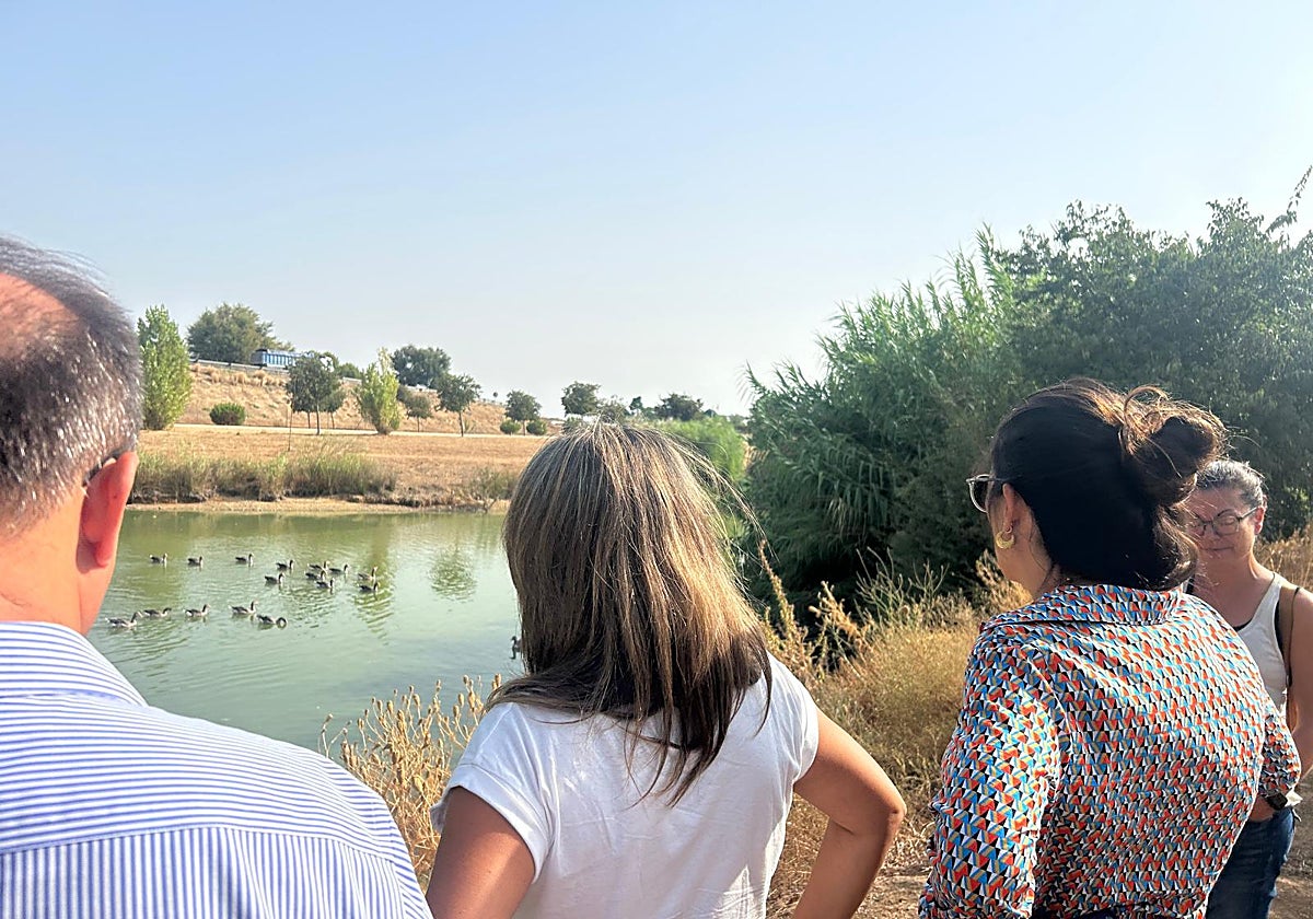 Evelia Rincón, ayer inspeccionando la laguna del Parque del Tamarguillo