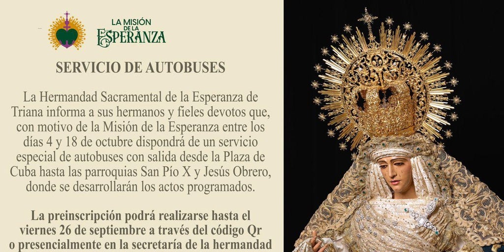 La Esperanza de Triana habilitará autobuses para la misión en el Polígono Sur