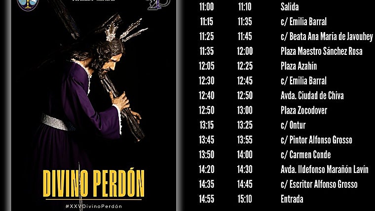 Horarios de la procesión extraordinaria