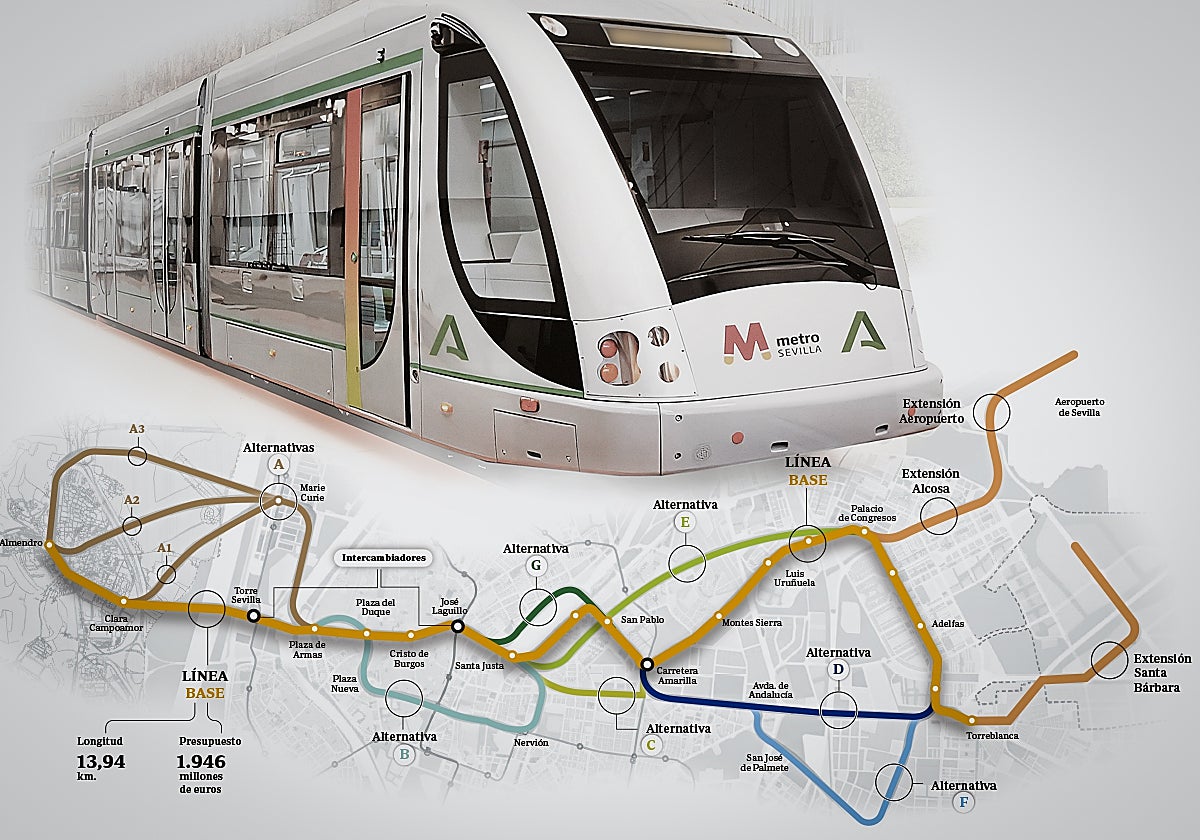 La Junta de Andalucía proyecta llevar la línea 2 del metro al aeropuerto de Sevilla