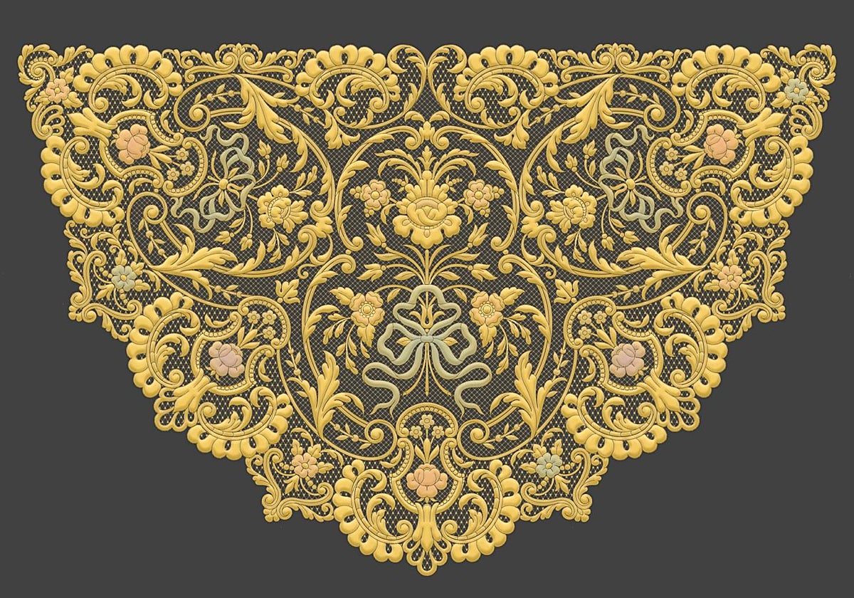 Diseño de la nueva toca de sobremanto para Padre Pío