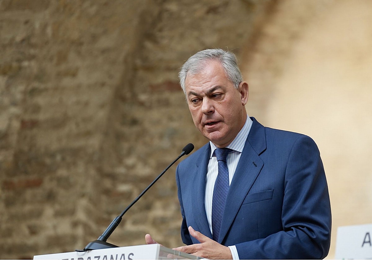 El alcalde de Sevilla, José Luis Sanz, durante una intervención ante los medios de comunicación
