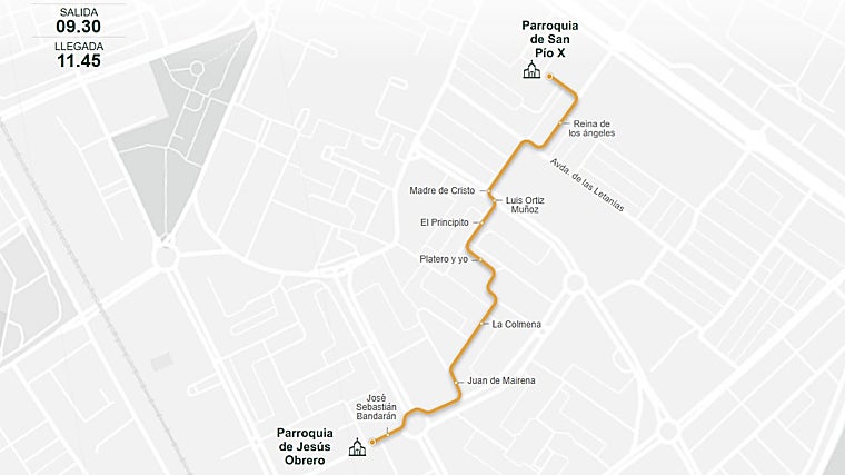Recorrido del rosario matutino de la Esperanza de Triana