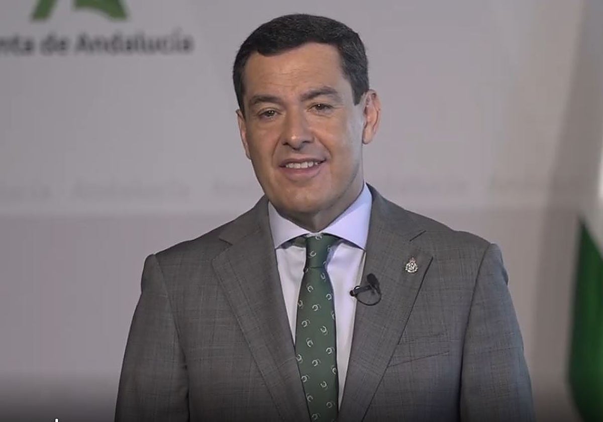 El presidente de la Junta de Andalucía, durante su intervención en la presentación del proyecto de ABC 'Sevilla 2029'
