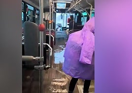 Los atobuses de Tussam sufren las consecuencias de las fuertes lluvias: «¡Pero no abras!»