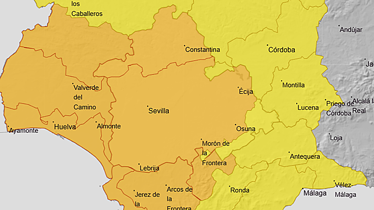Aviso meteorológico de la Aemet para la provincia de Sevilla este miércoles, cuando hay activada una alerta naranja