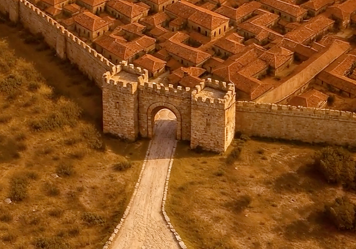 Recreación de la puerta norte de Hispalis en época altoimperial, situada en el entorno de la Iglesia de Santa Catalina