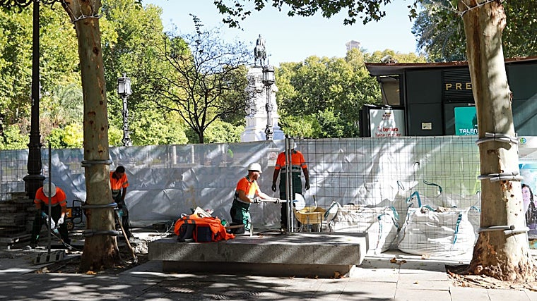 Primeros trabajos de reurbanización de la Plaza Nueva