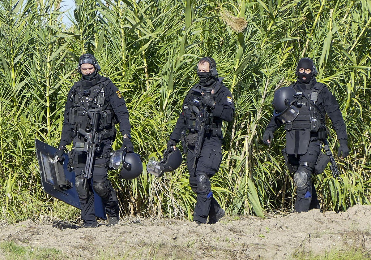 Efectivos policiales en Isla Mayor