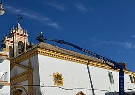 Retiran de una iglesia de Utrera dos nidos de cigüeñas que pesaban casi dos toneladas