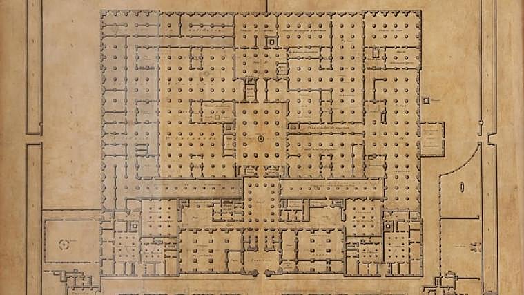 Plan of the ground floor and basement of the tobacco factory